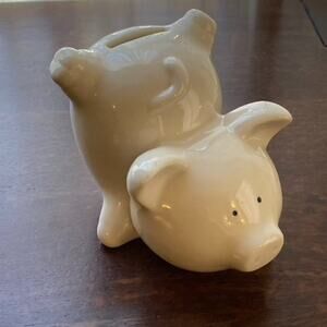 Little Piggy Bank, Vintage, White,